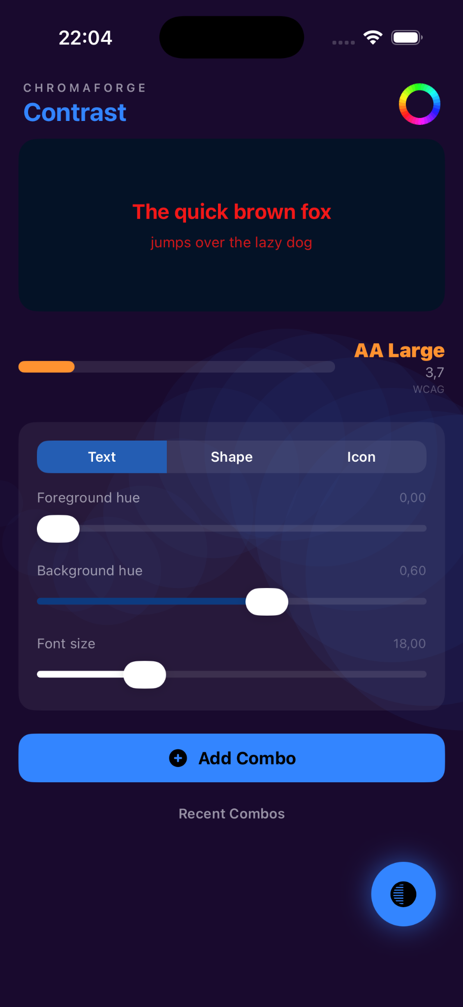 Contrast screen