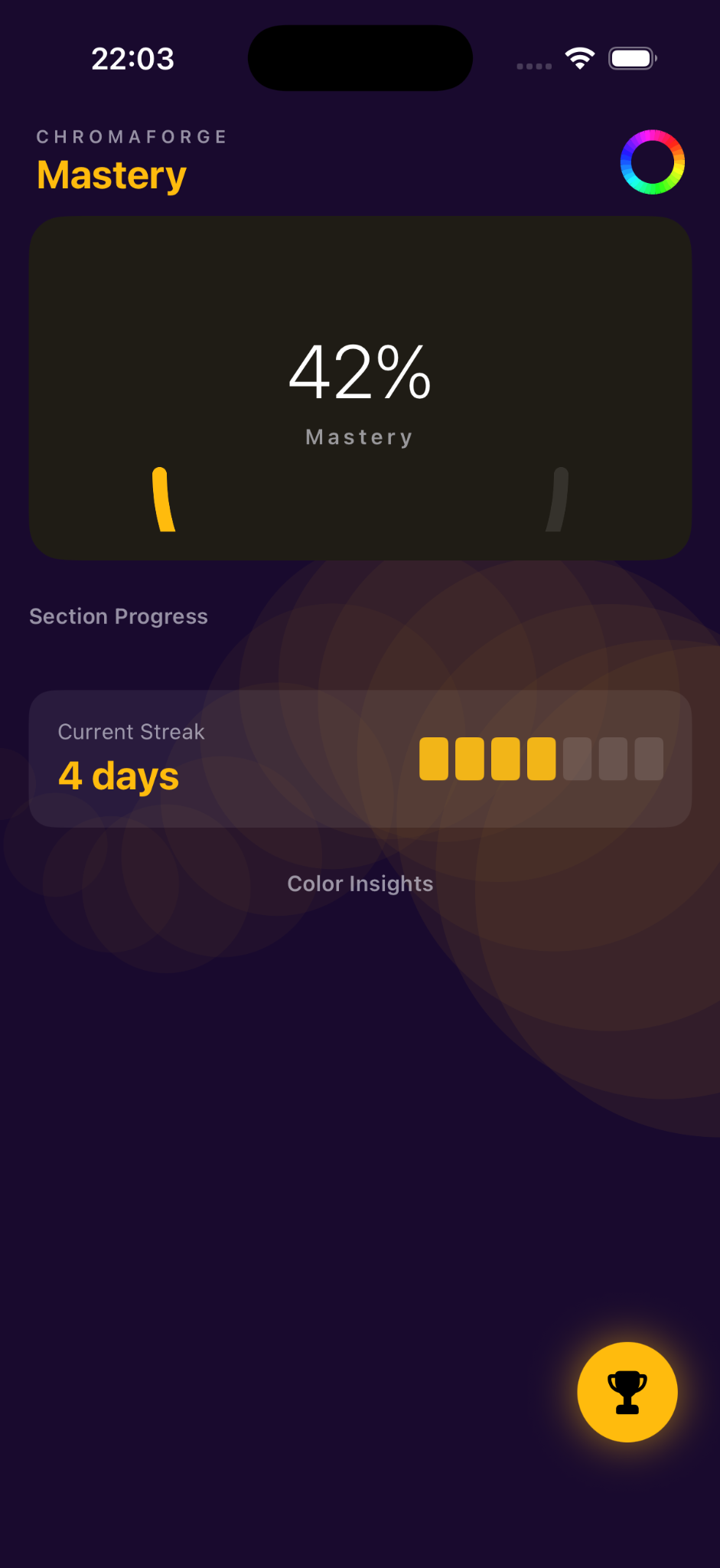 Mastery screen
